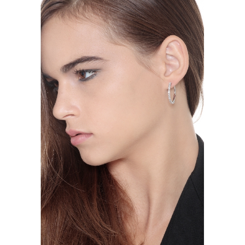 Boucles d'oreilles pendantes grand cercle de diamants ct 1.24