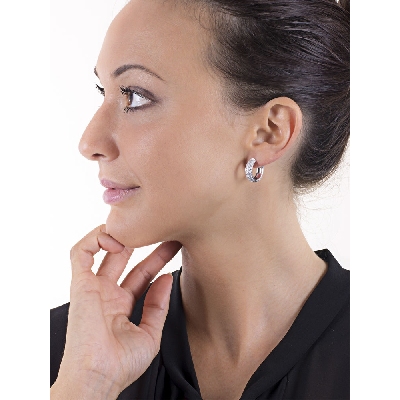 Créoles pavés de diamants  en or blanc 18k 