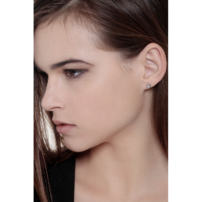 Boucles d'oreilles puce diamant 0.14 ct or blanc 750