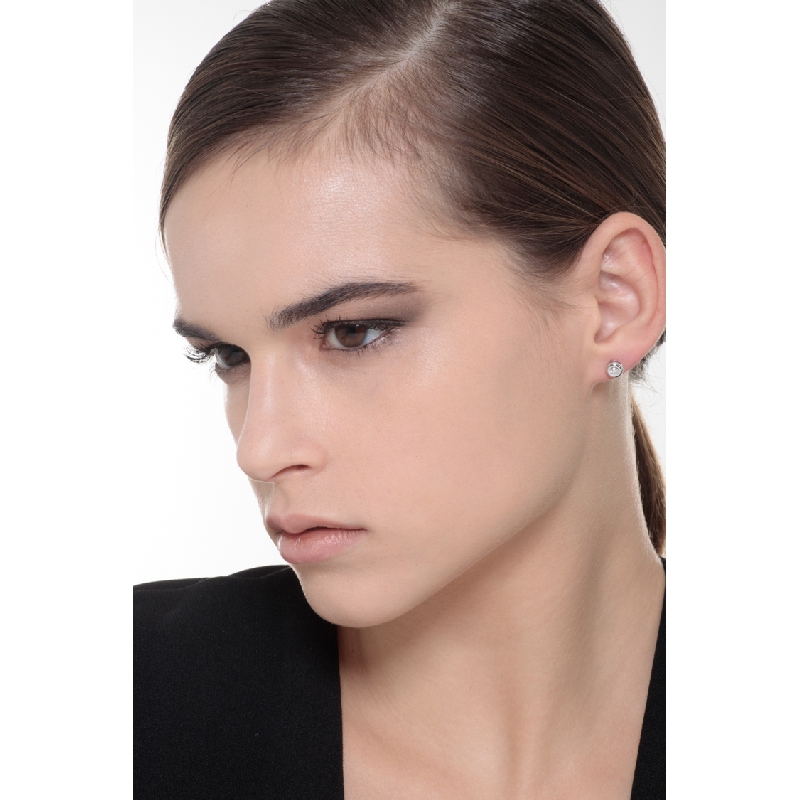 Boucles d'oreilles puce en diamant 0.16 ct or blanc 18k  