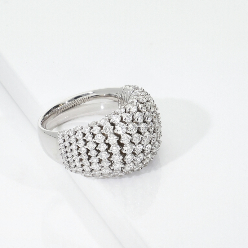 Bague jonc souple en or blanc avec diamants