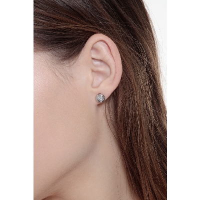 Boucles d'oreilles diamants 0.40 ct serti clos or blanc 18k