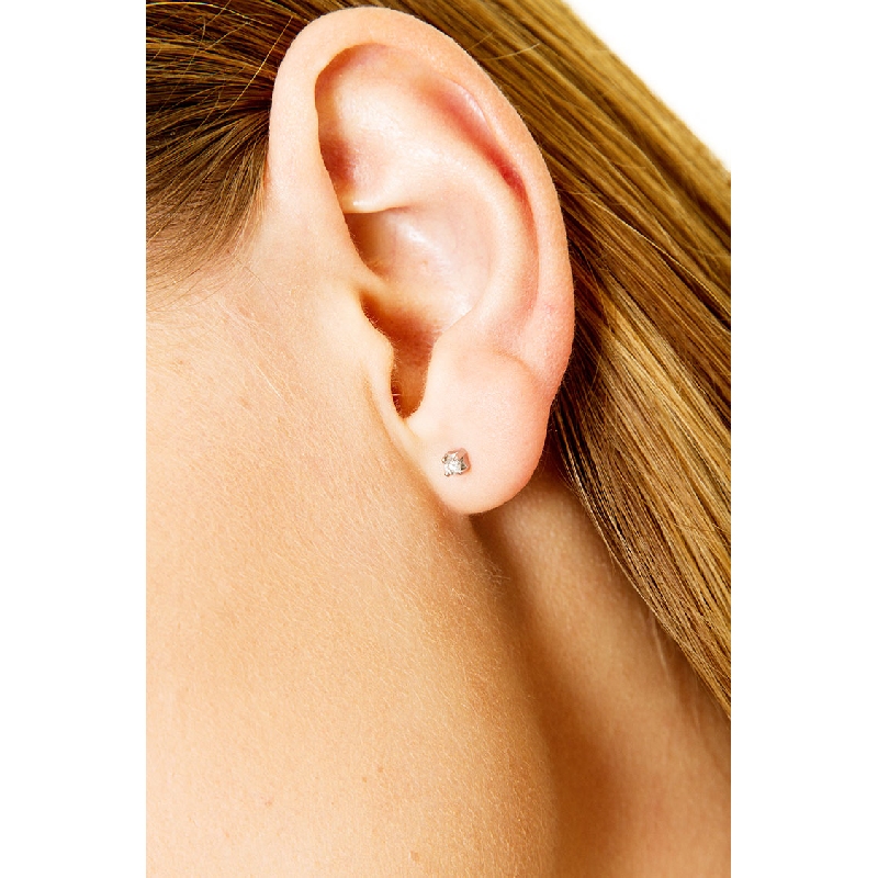 Boucles d'oreilles puce en or blanc 750 avec diamants 0.08 ct 