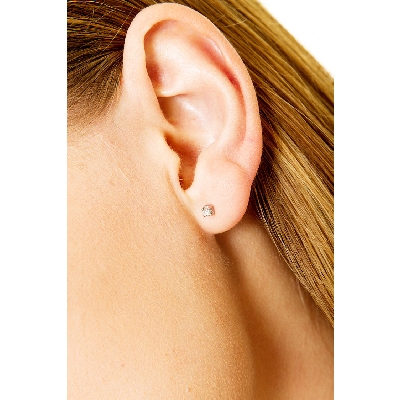 Boucles d'oreilles puce en or blanc 750 avec diamants 0.08 ct 