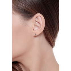 Boucles d'oreilles femme puce en or blanc 18k avec diamants 0.20 ct  2
