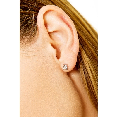 Puces d'oreilles or blanc 18k diamant 0.36 ct 