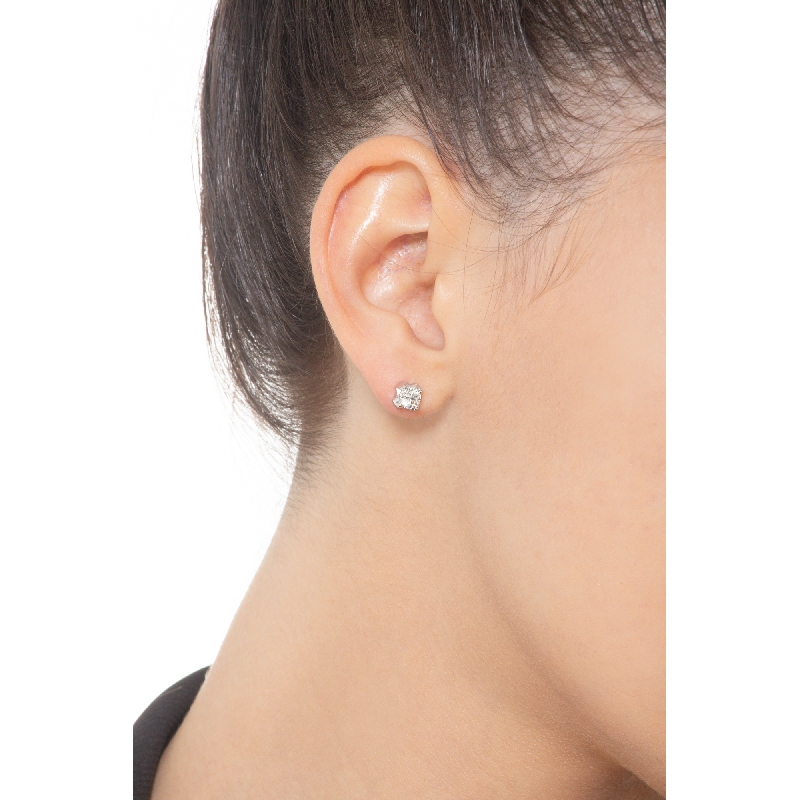 Clous d'oreilles puce diamant 0.80 ct or blanc 18k