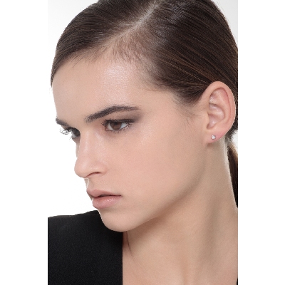 Boucles d'oreilles femme diamants 0.16 ct or blanc 18k 6 griffes 