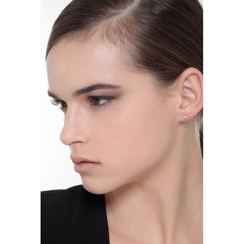 Boucles d'oreilles diamants ct 0.12 or blanc 750 à 3 branches 