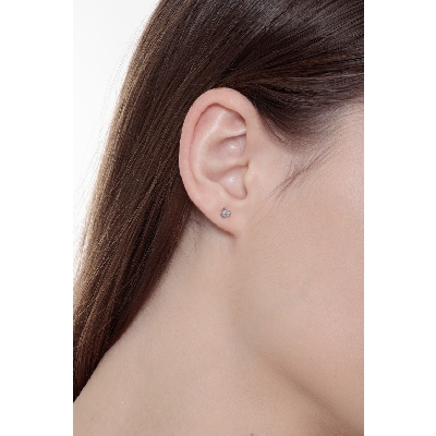 Clous d'oreilles diamant solitaire 0.16 à 3 griffes or blanc 750