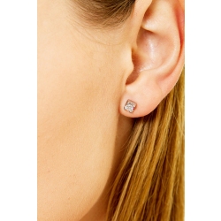 Puces d'oreilles or blanc 18k carrées 0.30 ct  2