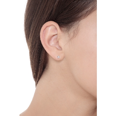 Puces avec diamants 0.12 ct or blanc 18k