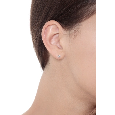 Boucles d'oreilles diamants 0.16 ct or blanc 18k 