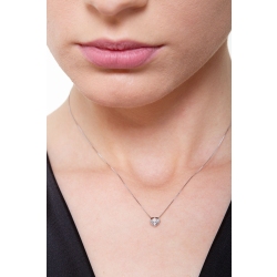 Collier or blanc 750 pendentif diamant à coeur 0.04 ct  2
