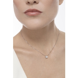 Collier solitaire en or blanc 18k avec diamant serti clos 0.20 ct 2
