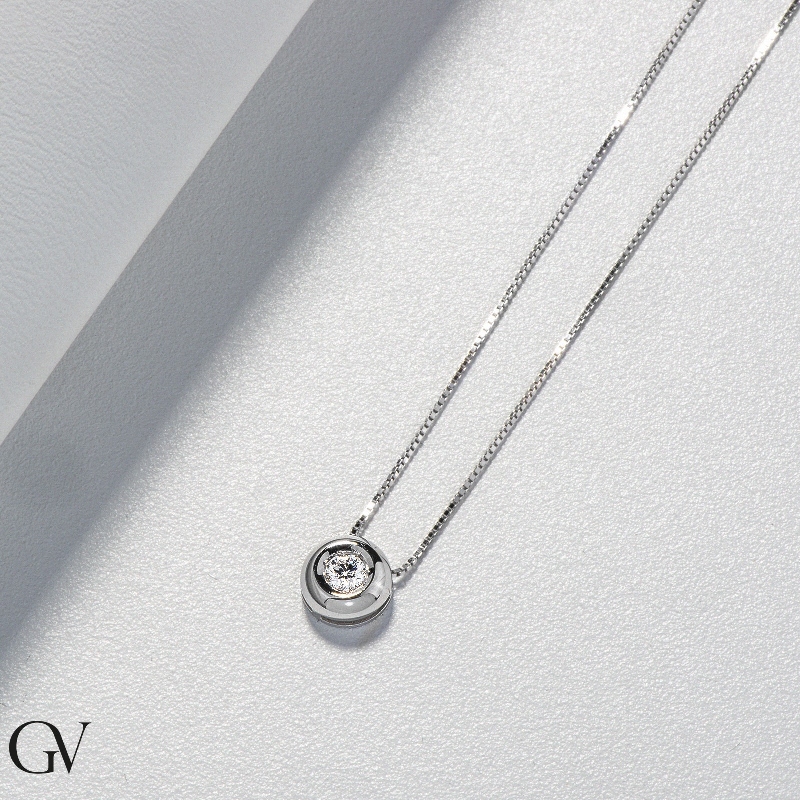 Pendentif diamant solitaire 0.25 ct or blanc 750