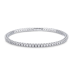Bracelet tennis elastique en or blanc 18k avec diamants