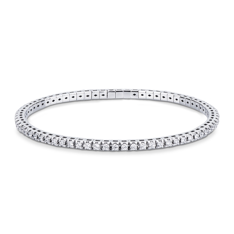 Bracelet tennis elastique en or blanc 18k avec diamants