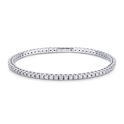 Bracelet tennis elastique en or blanc 18k avec diamants