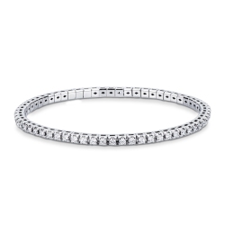 Bracelet tennis griffe elastique en or blanc 750 avec diamants
