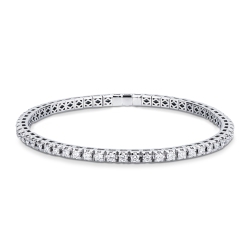 Bracelet tennis elastique en or blanc 750 avec diamants