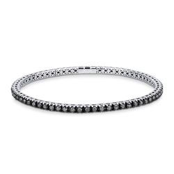 Bracelet elastique en or blanc 18k avec diamants noirs