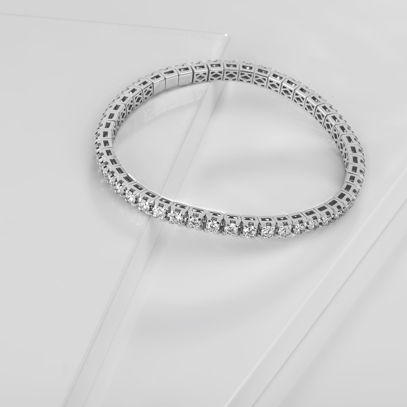 Bracelet en or blanc 18k avec diamants tennis élastique