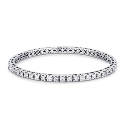 Bracelet en or blanc 18k avec diamants tennis élastique