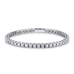 Bracelet tennis élastique en or blanc 18k avec diamants taille brillant