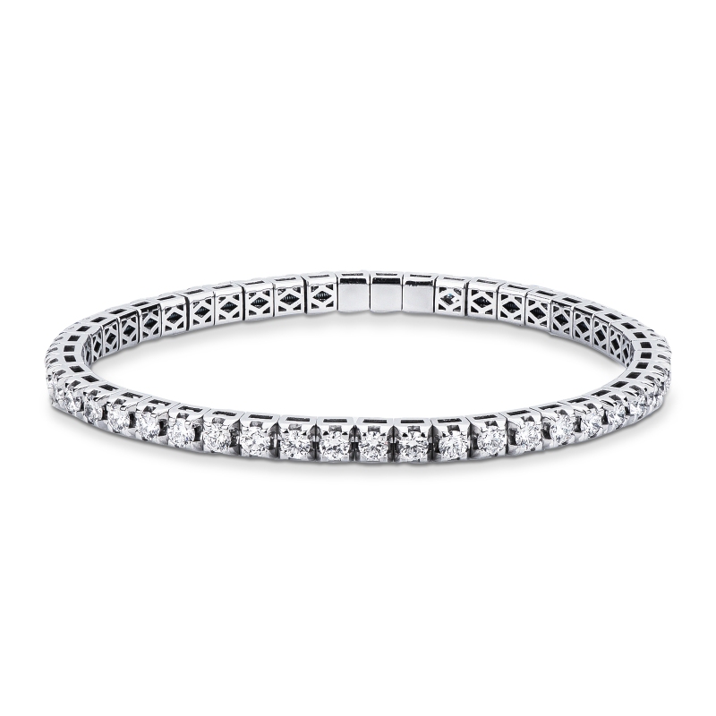 Bracelet tennis élastique en or blanc 18k avec diamants taille brillant
