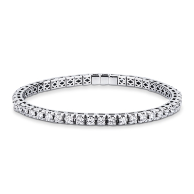 Bracelet tennis élastique en or blanc 18k avec diamants taille brillant