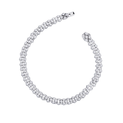 Bracelet tissé de diamants en or blanc 18k