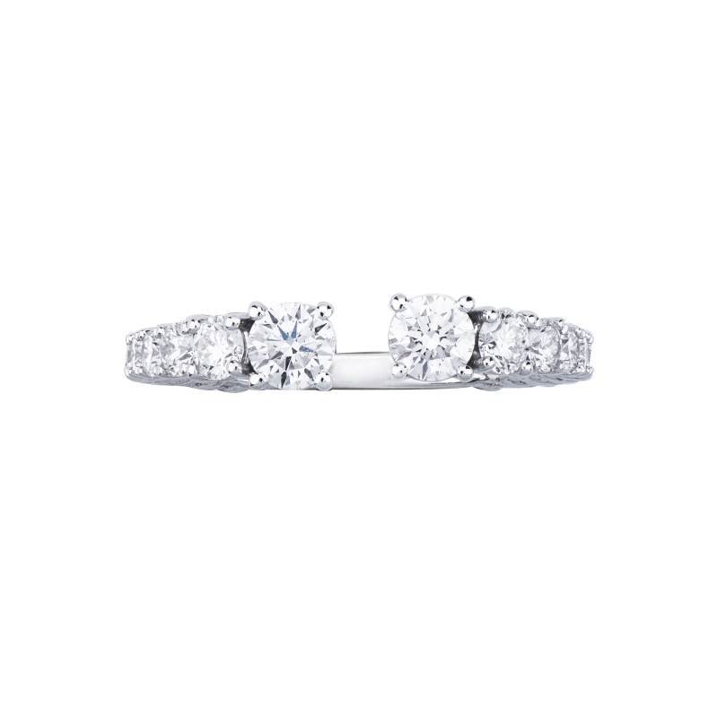 Bague ouverte en or blanc 18k avec diamants