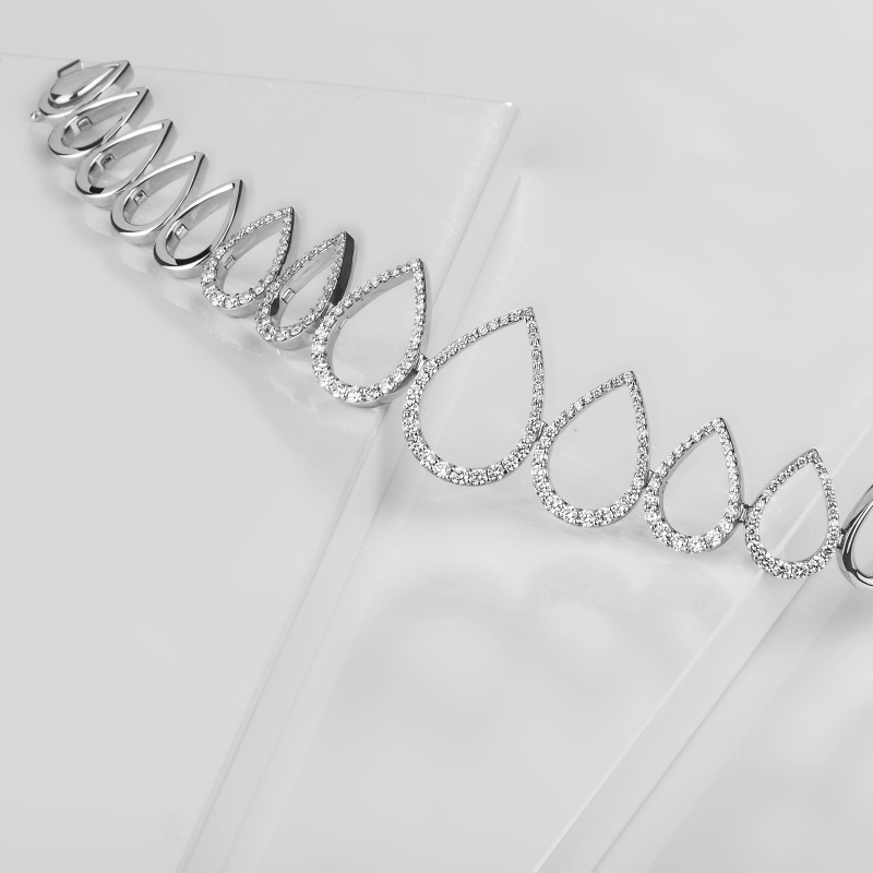  Bracelet fantaisie goutte en or blanc