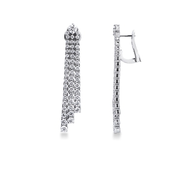 Boucles d oreilles cascade en or blanc 18k avec diamants