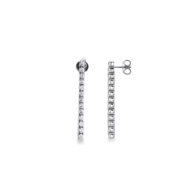 Boucles d’oreilles tennis linéaires en or blanc 18k avec diamants