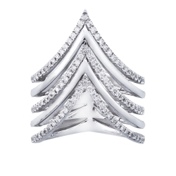 Bague cinq rangs en or blanc 18k avec diamants 2