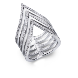 Bague cinq rangs en or blanc 18k avec diamants