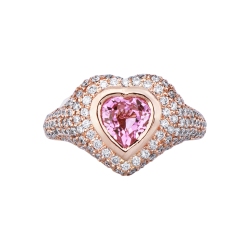 Bague en or rose 18 carats saphir rose et diamants 2