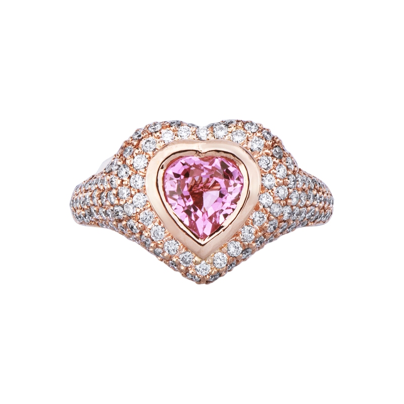 Bague en or rose 18 carats saphir rose et diamants