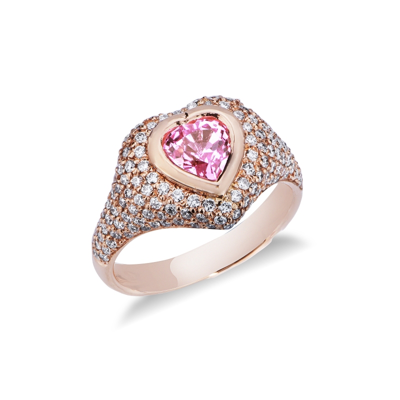 Bague en or rose 18 carats saphir rose et diamants