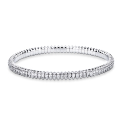 Bracelet élastique en or blanc 18k  avec diamants