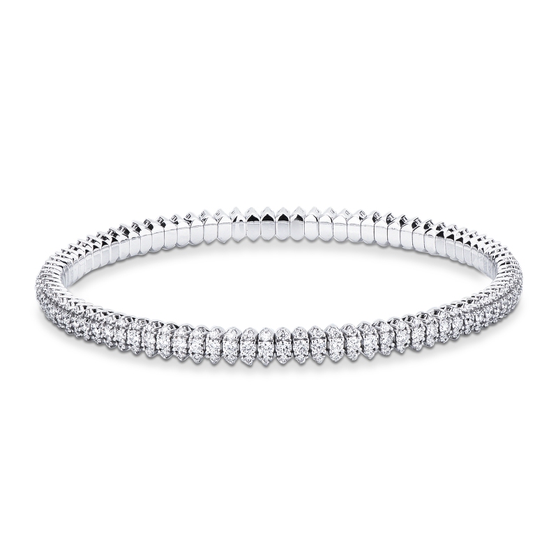 Bracelet élastique en or blanc 18k  avec diamants