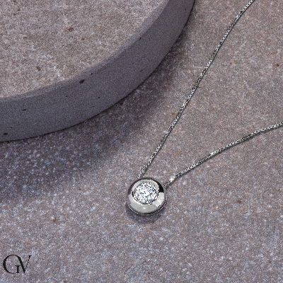 Collier pendentif diamant 0.50 ct or blanc 750