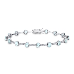 Bracelet alterne en or blanc 18k avec aiguemarines et diamants