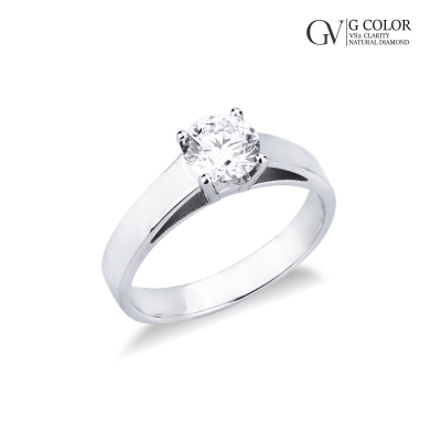Bague solitaire en or blanc 18 carats avec diamant certifié IGI CT 0,90 