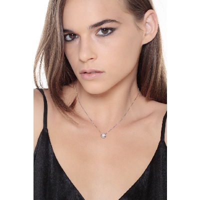 Collier pendentif diamant 0.50 ct or blanc 750