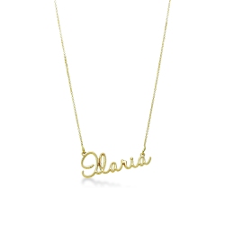 Collier personnalisable avec prenom en cursive stylisee en or jaune 18k