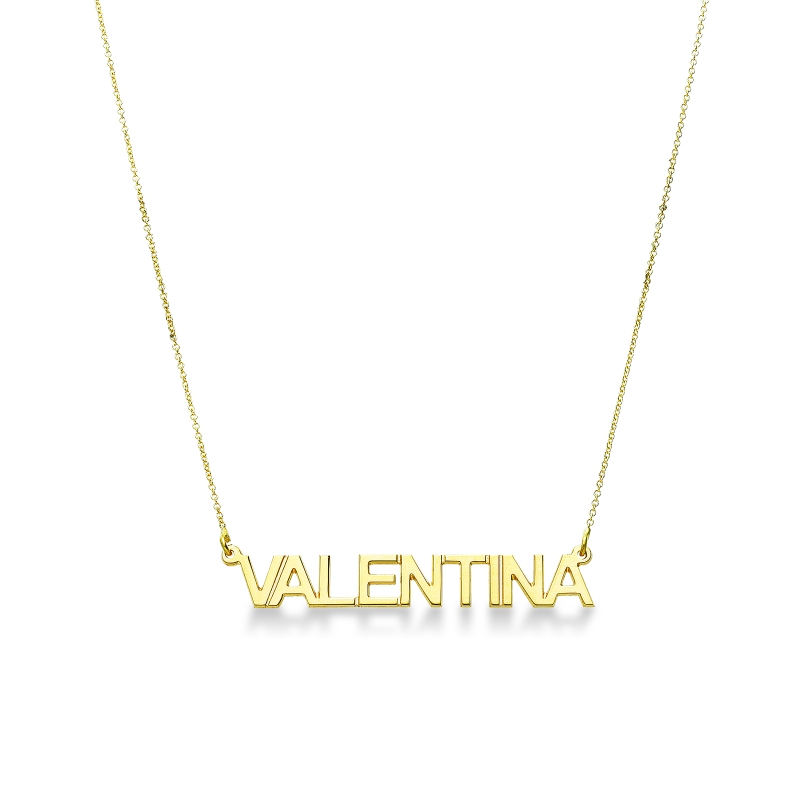 Collier personnalisable en or jaune 18k avec lettres majuscules