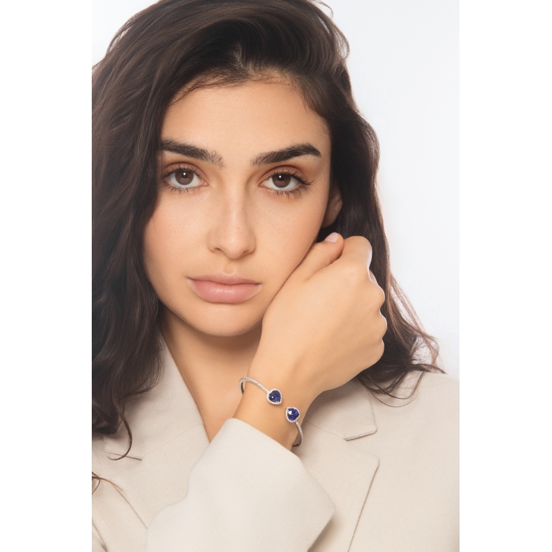 Bracelet or blanc 18k saphirs cœur et diamants